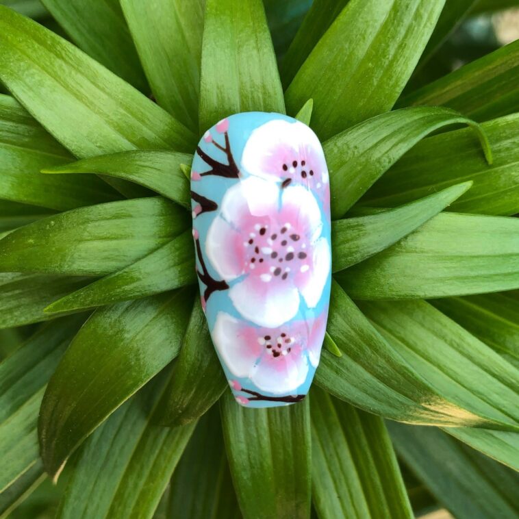 How to create Cherry Blossom Nail Art