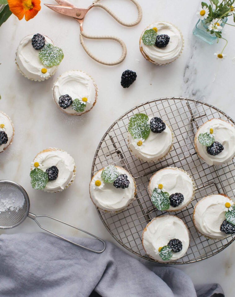 Honey Cupcakes with Chamomile Frosting
