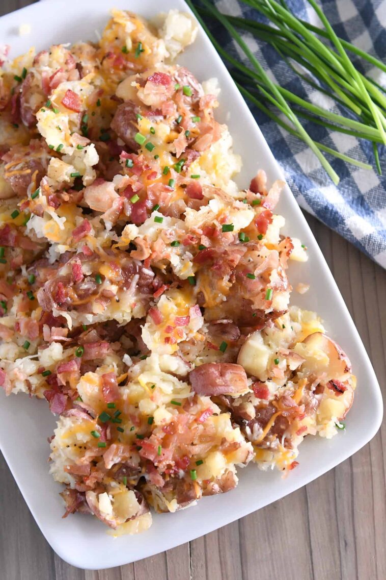 Cheesy Garlic Smashed Potatoes {New and Improved}
