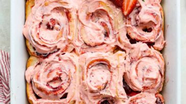 Strawberry Cinnamon Rolls with Lemon Cream Cheese Glaze