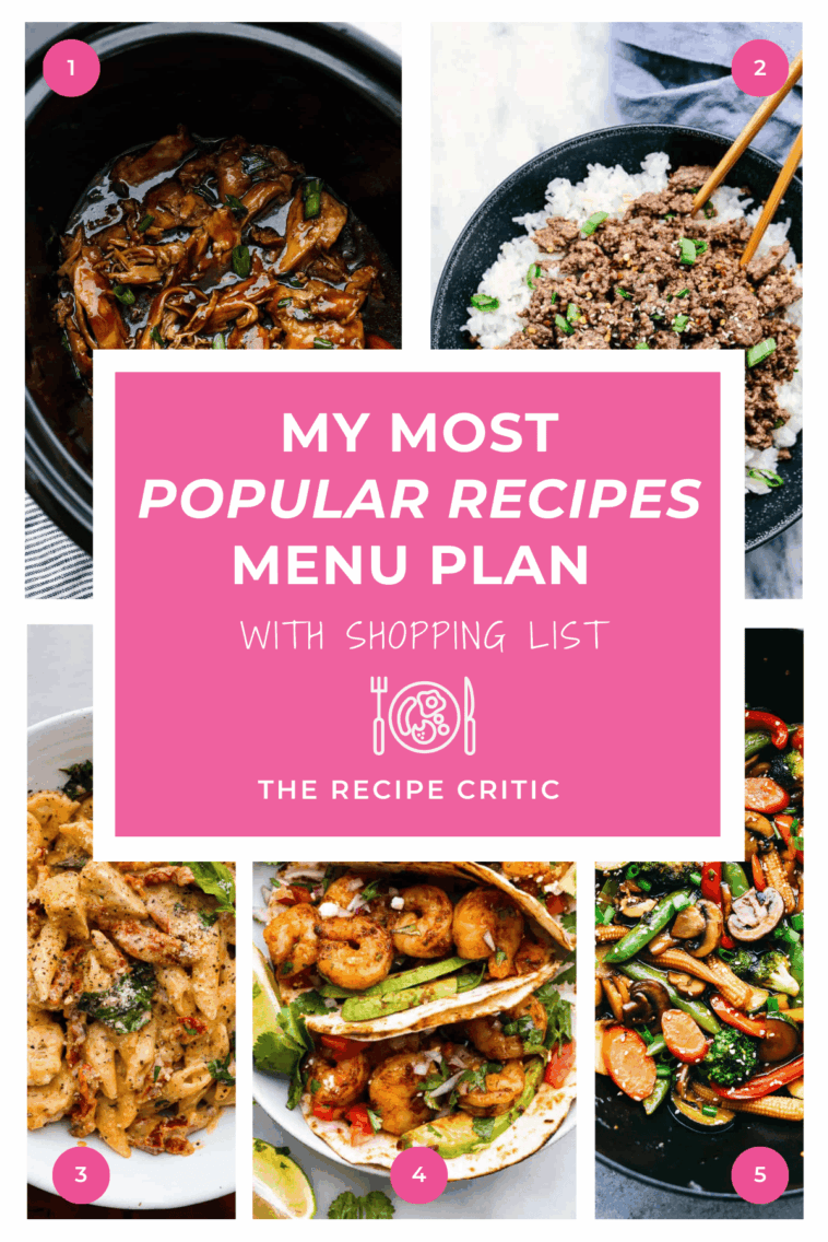 My Most Popular Recipes Meal Plan 