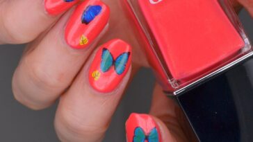 NAILS | Dior Coral Pop with Butterflies #CBBxManiMonday | Cosmetic Proof