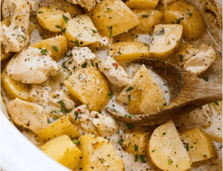 Slow Cooker Parmesan Garlic Chicken and Potatoes Recipe